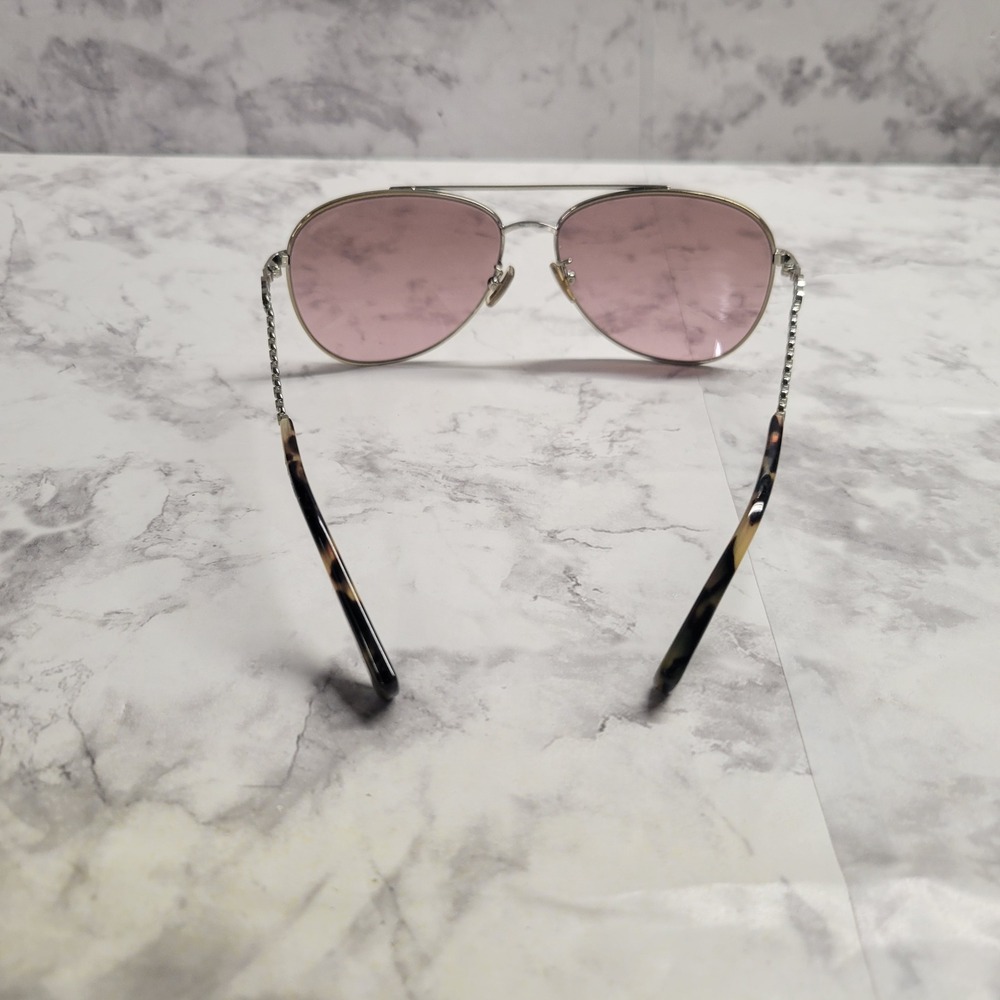 Coach Bree Aviator Sunglasses Gold Vintage Tortoise Pink Lens 59-14-140 - Picture 4 of 9